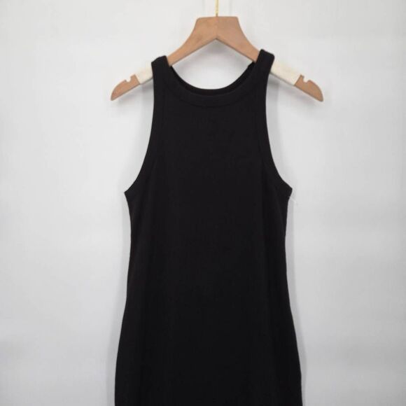 Buck Mason Ribbed Dress Women's Size Small Black Tank Maxi Sleeveless - Picture 2 of 9